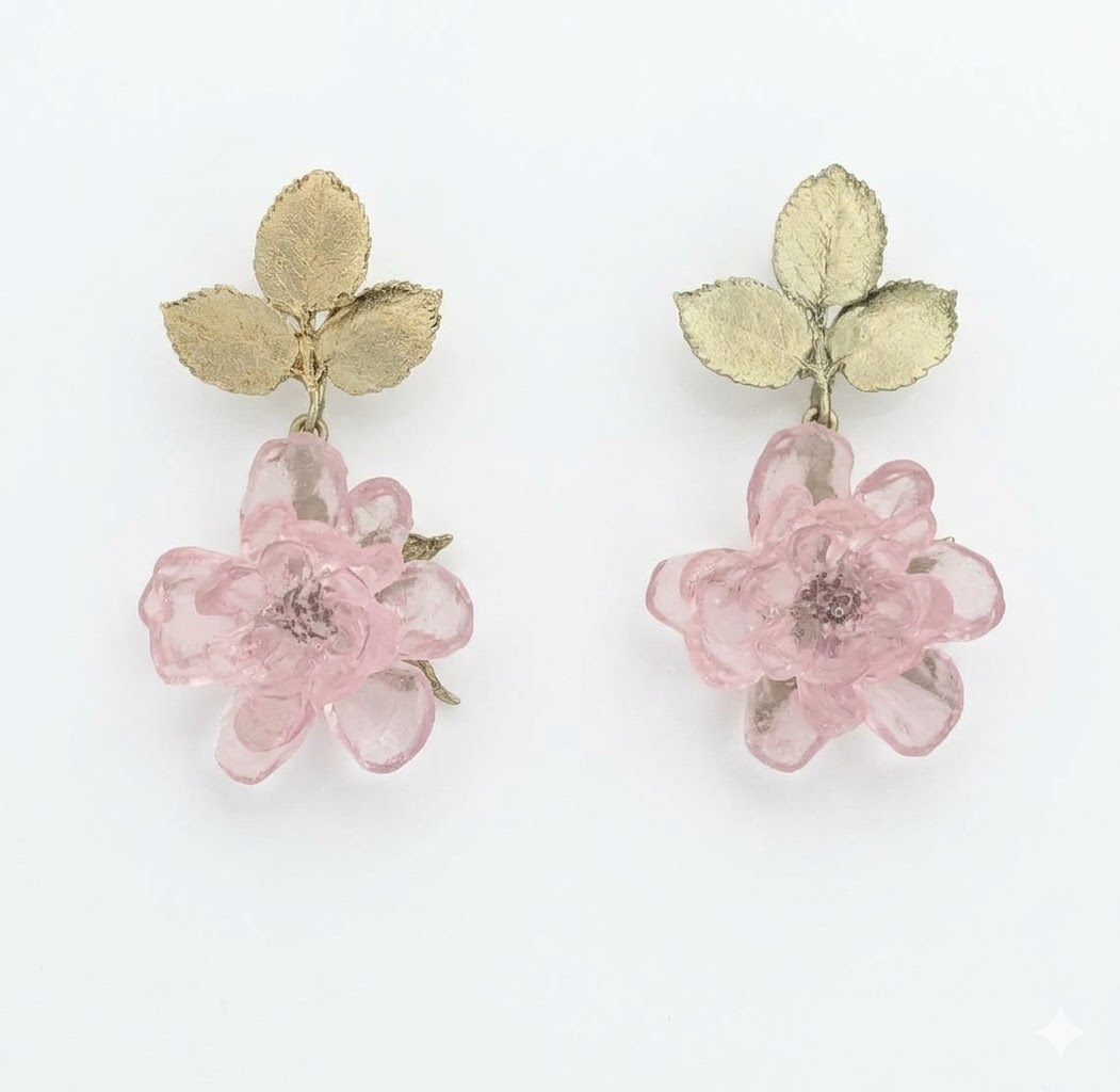 Blushing Rose Earrings - Post Drop