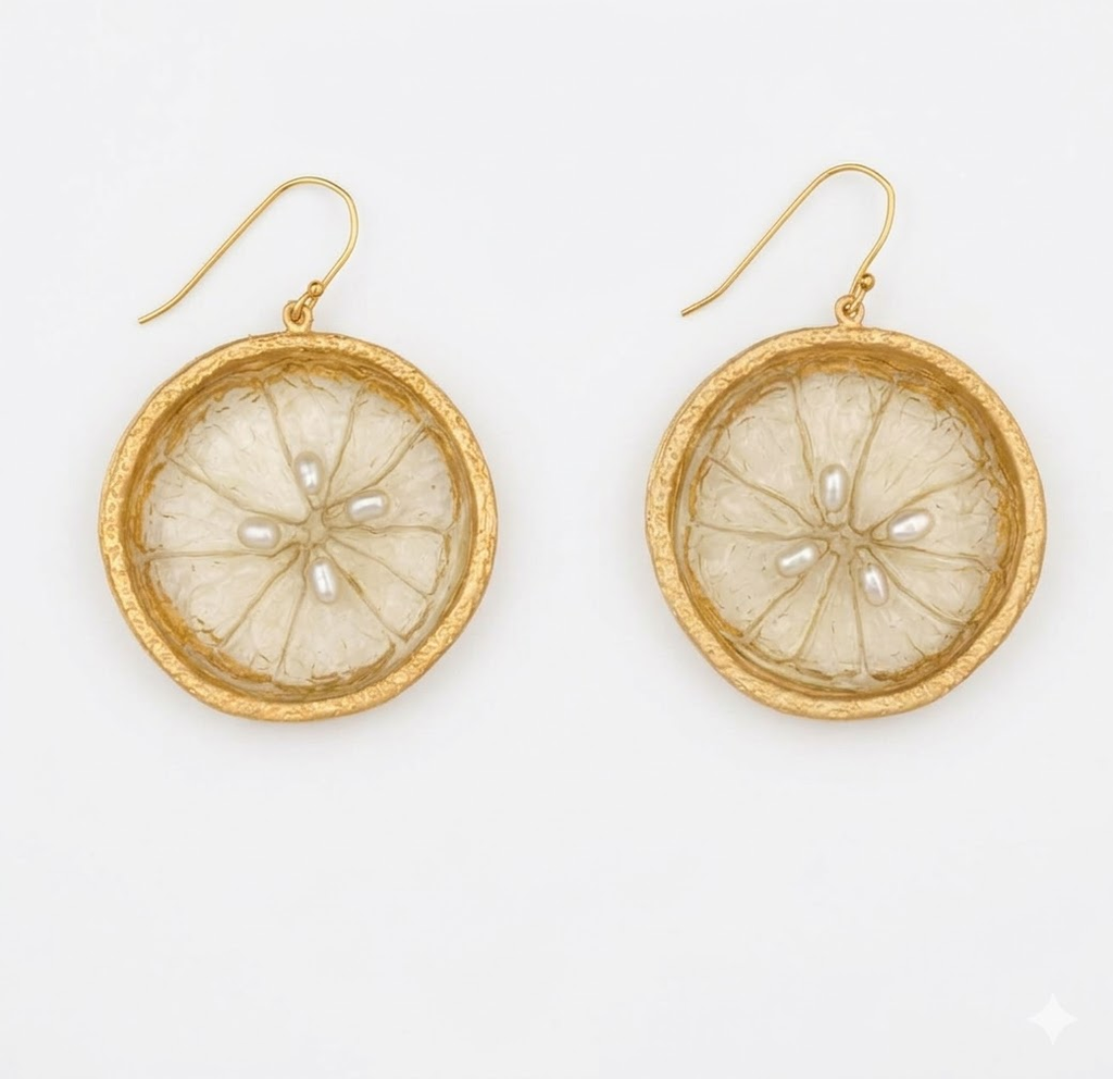 Citrus Earrings - Large Wire Lemon