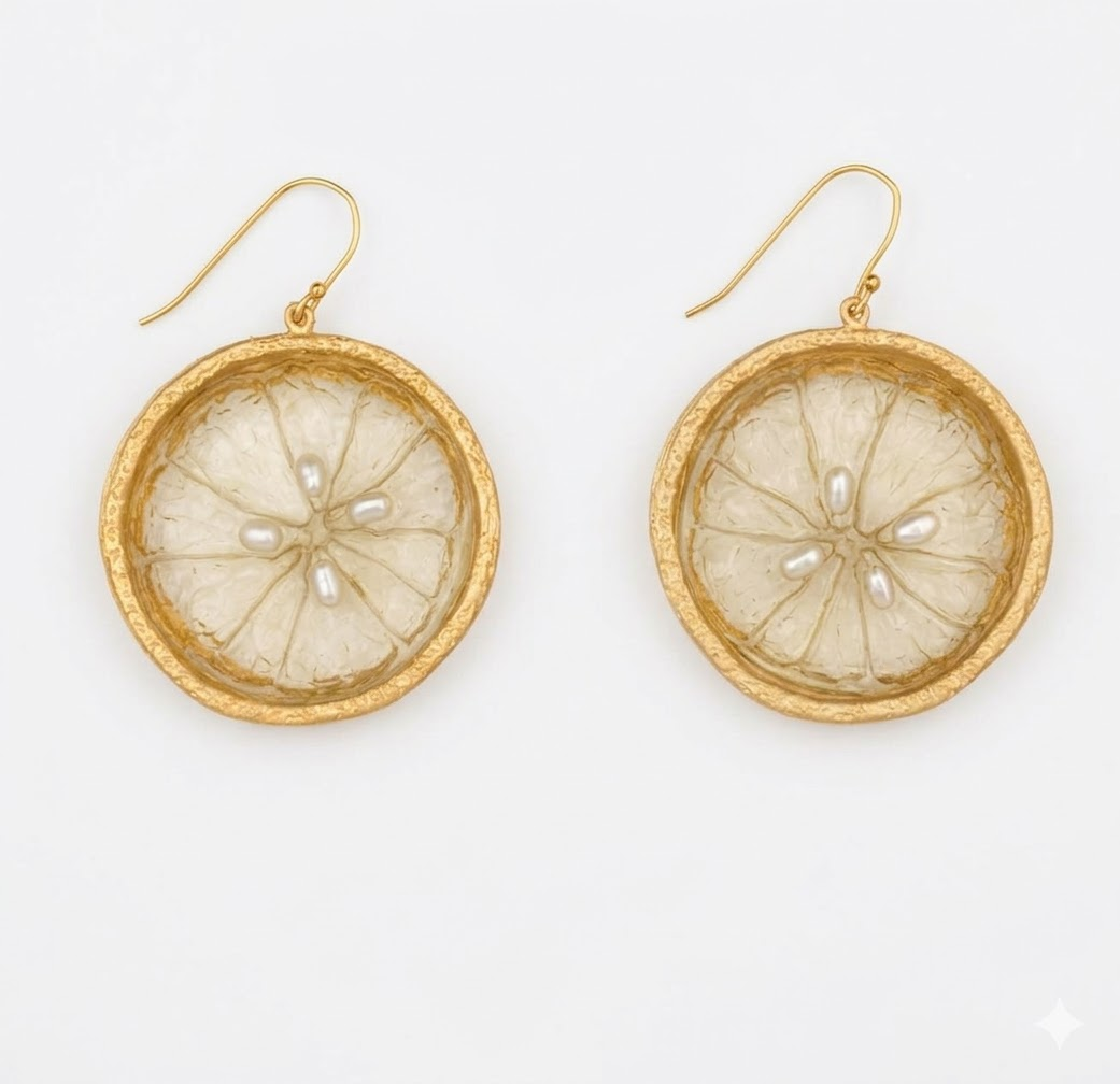 Citrus Earrings - Large Wire Lemon